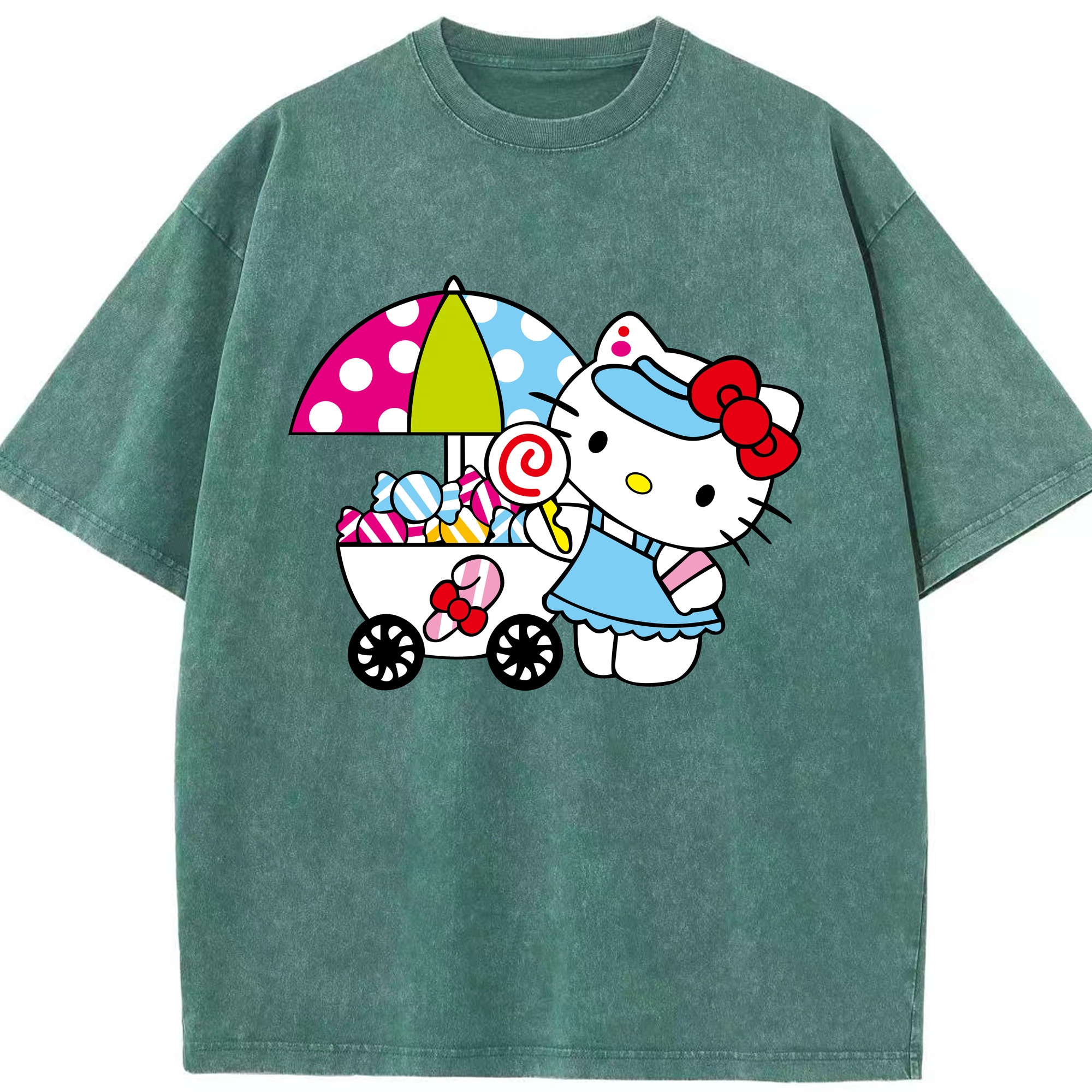 （画像用） Hello Kitty ハローキティ 綿100% ヴィンテージ風 半袖Tシャツ（フロントプリント）